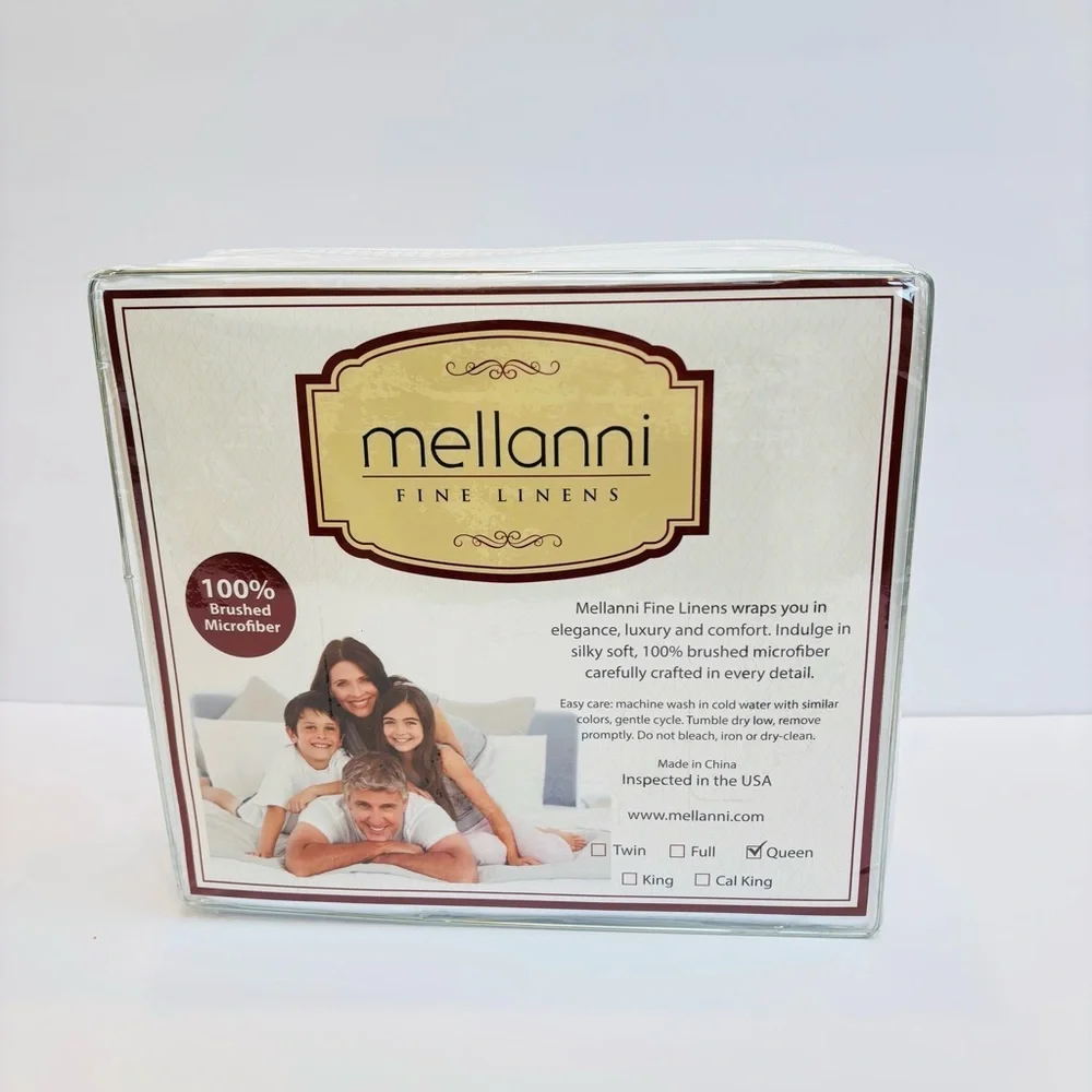 Mellanni Luxury Linens 1800 Brushed Microfiber 4 pc. Sheet Set Queen White NEW